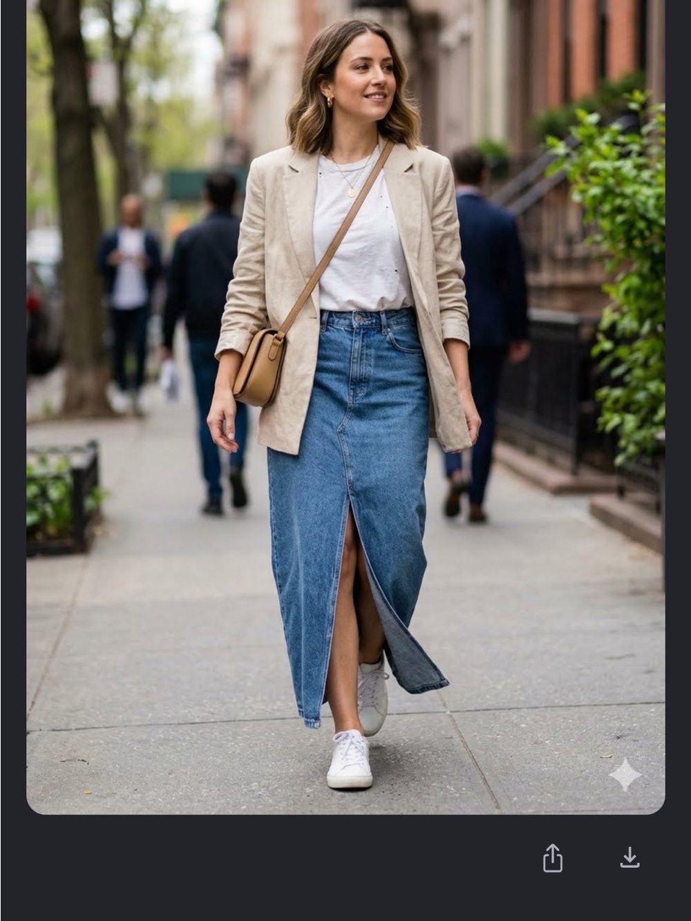 H&M Denim Midi Skirt in Blue with Front Slit